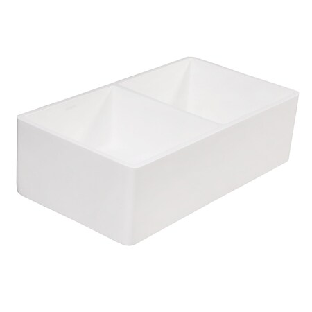 Gourmetier Arcticstone 33" Solid Surface Farmhouse Kitchen Sink, /Glossy White GPFA331810BCD